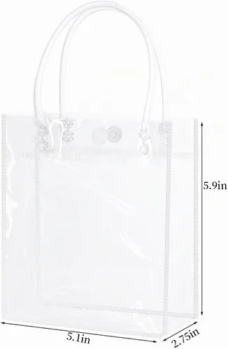 Vista 2 de Bolsas de regalo de PVC transparente con asas para bolsas de dulces de boda Clear 5.9*5.1,Small Plastic Tote Bags, Transparent Gift Wrap