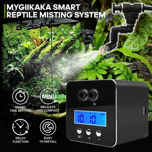 Vista 2 de Mister inteligente para reptiles, humidificadores de reptiles, sistema de nebulización automático con temporizador, humidificador de terrarios