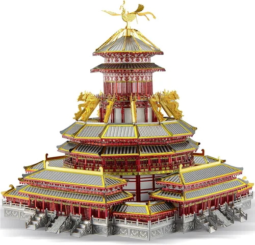 Vista 8 de Piececool Rompecabezas de metal 3D, el antiguo palacio de verano, arquitectura tradicional china, kit de modelos de construcción para adultos