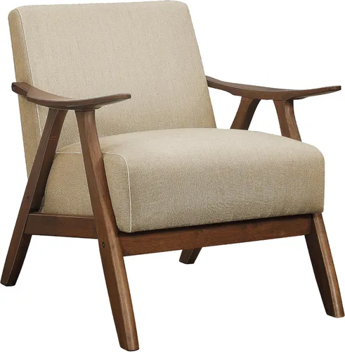 Vista 19 de Lexicon Silla de Acento Moderna de Mediados de Siglo con Marco de Madera Sólida en Acabado de Nogal, Sillón de Descanso con Brazos Tapizado