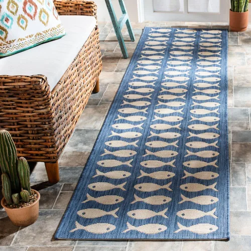 Vista 17 de SAFAVIEH Alfombra lavable para exteriores, colección Patio de 2.3 x 6.7 pies, color negro y beige, no desprende pelusa y fácil limpieza, ideal