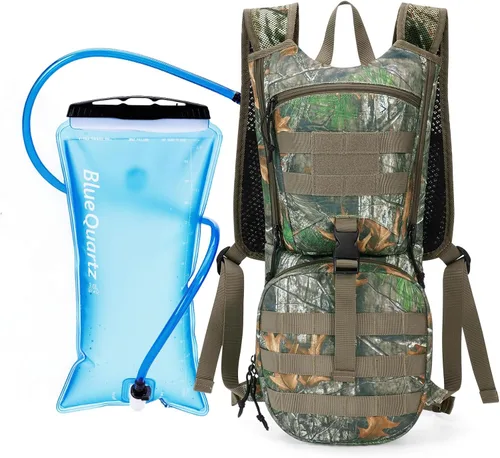 Vista 9 de Blue Quartz Hydration Backpack with 3L Water Bladder, Lightweight Hiking Backpack with Phone Pocket, Tactical Molle Water Backpack for Running Negro