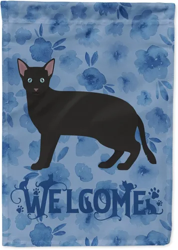 Vista 178 de Caroline's Treasures CK4813CHF - Bandera de bienvenida con gato abisinio azul, manga grande, para porche, para colgar en la pared, poliéster