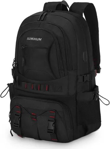 Vista 11 de Mochila de viaje expandible para senderismo para hombres y mujeres Negro