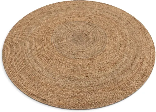 Vista 7 de Well Woven Brienne - Alfombra de yute trenzada a mano, color natural, 4 pies, redonda