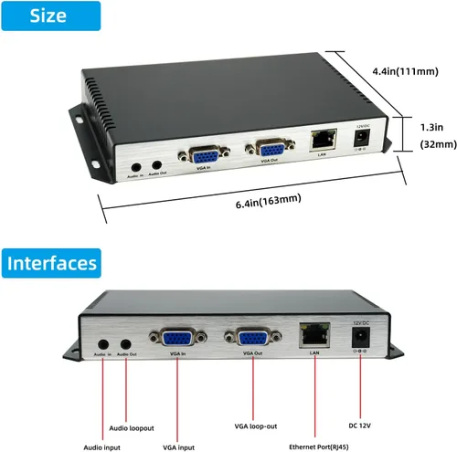 Vista 5 de H.265 H.264 MJPEG 1080P@60 Codificador de vídeo VGA codificador de audio de vídeo HD con soporte de bucle VGA HTTP, UTP, RTSP, RTMP, RTMPS, SRT