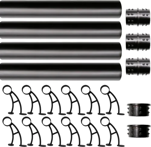 Vista 7 de Kit de riel de pie de montaje en barra sólida, tubo de acero inoxidable negro mate con conector interno, soporte de riel de pie de montaje en barra