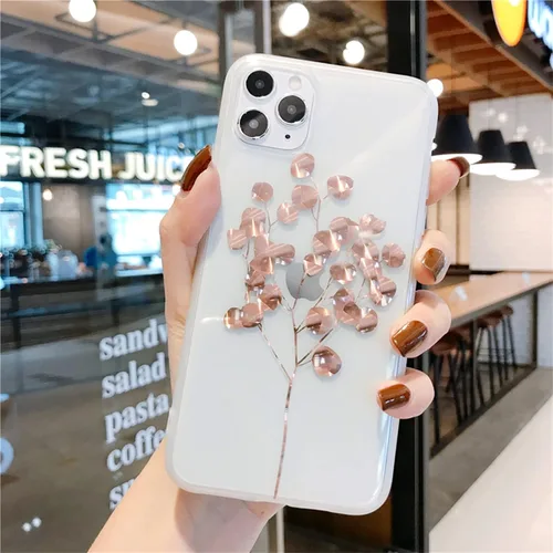 Vista 8 de ZCDAYE Funda transparente para iPhone 11, hojas galvanizadas TPU Funda protectora para iPhone 11, hojas coloridas