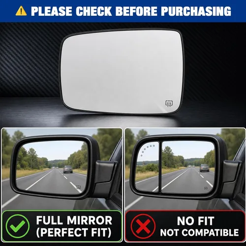 Vista 2 de Espejo retrovisor calefactado para el lado del conductor compatible con Dodge Ram Pick-Up 1500 2500 2009-2018 - Reemplazo 68079363AA 68050299AA
