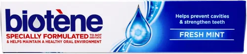Vista 5 de Pasta de dientes con flúor Biotene fórmula suave Menta Fresca, 4.3 onzas (paquete de 2)