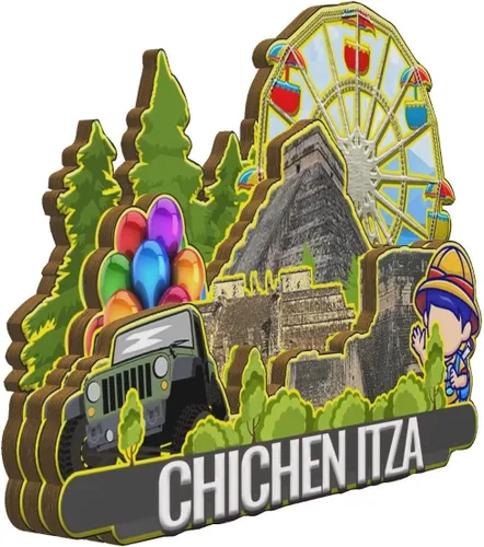 Vista 2 de Chichen Itzá - Imán de madera para nevera, diseño de México, monumentos en 3D, recuerdos coleccionables, decoración hecha a mano, 2008