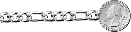 Vista 3 de Savlano Collar de plata de ley 925 de 0374in con eslabones de fígaro sólidos italianos con caja de regalo para hombres y mujeres fabricado en Italia