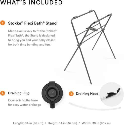 Vista 3 de Stokke Flexi Bath Stand, Gris - No Compatible con Flexi Bath X-Large - Ideal para Recién Nacidos de Hasta 21 libras