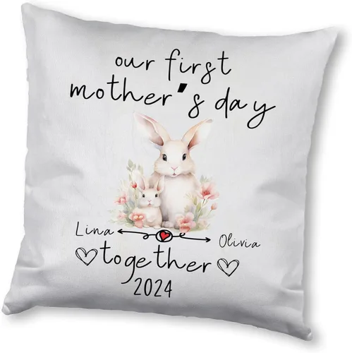 Vista 5 de Bunny Mothers Day, Personalised Pillow Case Decor for Home, Present for Mom, Grandmother, for Her
