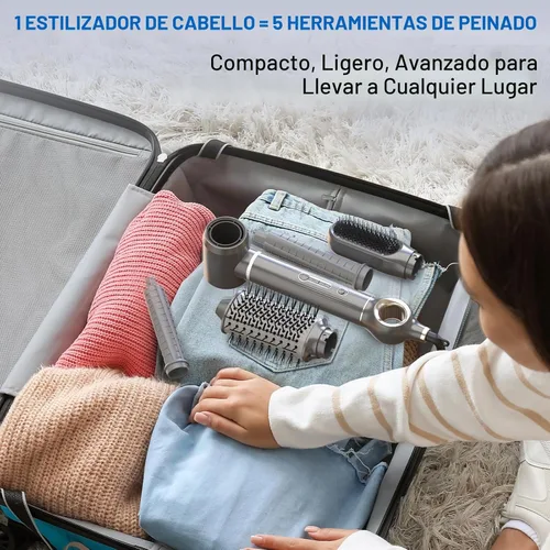 Vista 8 de Quico 5 en 1 cepillo secador de pelo, cepillo giratorio para rizar