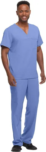 Vista 3 de Healing Hands Ropa quirúrgica para hombre, camiseta de tela ligera con un bolsillo para hombre, color azul, 2223 James, Azul