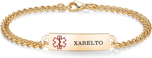 Vista 37 de Pulseras de identificación de alerta médica de 6.5 "-8.5" para mujeres, pulseras de emergencia médica de acero inoxidable, grabado gratuito