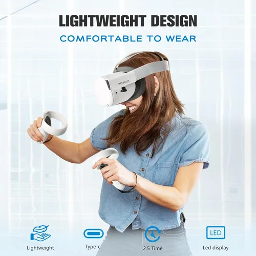 Vista 2 de Paquete de baterías para Oculus Quest 2 batería recargable de 5000 mAh para OculusMeta Quest 2 auriculares Elite Correa ligera VR accesorios