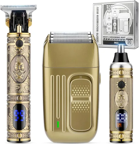 Vista 11 de Dumite Kit de recorte de pelo 4 en 1 para hombres, recortador profesional de hoja en T, afeitadora eléctrica de lámina, recortador de pelo nasal