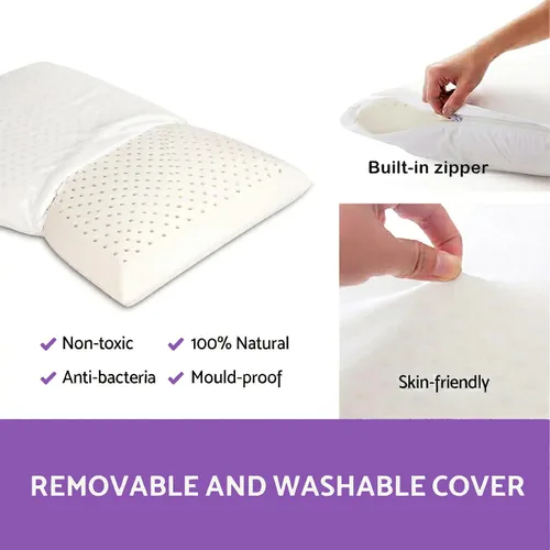 Vista 2 de Talalay - Almohada de látex para dormir, almohada de cama suave con funda de almohada de algodón que ayuda a aliviar la presión, almohada de alta