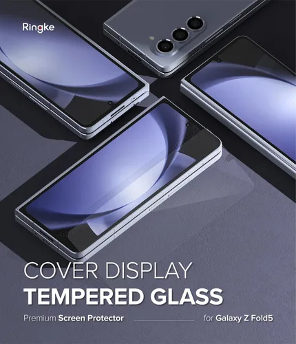 Vista 2 de Ringke Protector de pantalla de vidrio templado compatible con Samsung Galaxy Z Fold 5 para pantalla exterior, protector de pantalla de vidrio
