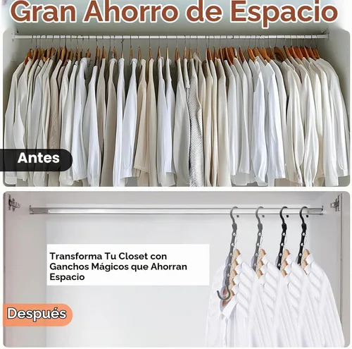 Vista 2 de Organizadores y almacenamiento de armario, perchas mágicas que ahorran espacio para 60 prendas pesadas, esenciales para dormitorio universitario