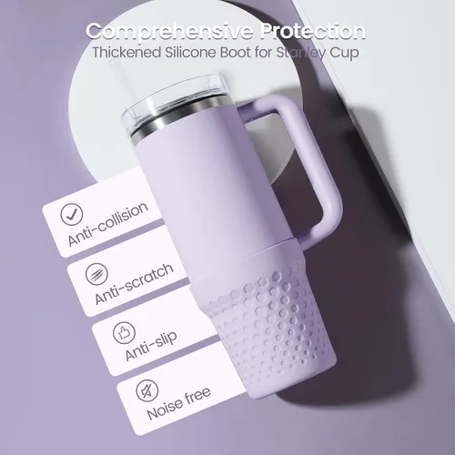 Vista 4 de Funda de silicona para bota para Stanley Quencher H2.0 Tumbler, 30 oz, morado