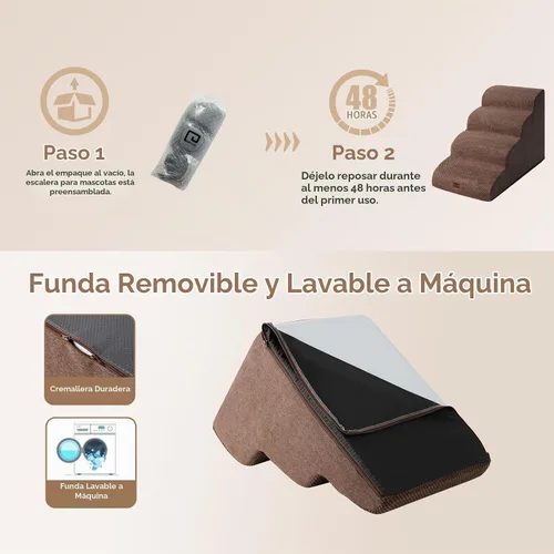 Vista 6 de EHEYCIGA Rampa curvada para escaleras para perros, camas altas de 4