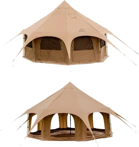 Vista 8 de Campana de lona de algodón - Yurtas transpirable y resistente al viento, Glamping para 6/8/10 personas camping familiar