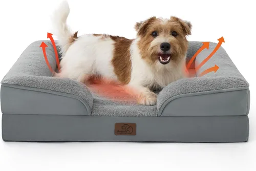 Vista 101 de Bedsure - Cama para gatos de interior, sofá cama lavable para perros muy pequeños, espuma de soporte con funda extraíble y lavable, forro Gris