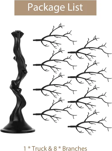 Vista 5 de Sziqiqi Árbol artificial pequeño para centro de mesa, árboles falsos negros de 1.9 pies, árbol sintético para fiesta, cumpleaños, jardín, hogar