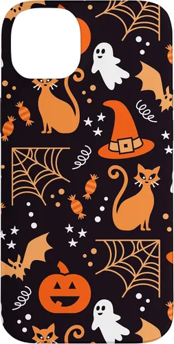 Vista 15 de Carcasa para iPhone 16 Halloween, calabazas, fantasmas, bruja, caramelo, maíz, murciélagos, calaveras