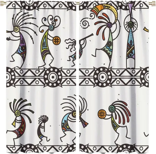 Vista 42 de Kokopelli - Cortinas opacas para cocina, decoración de sala de estar, dormitorio, 21 x 45 pulgadas, 2 paneles