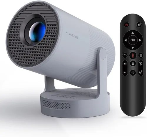 Vista 7 de Magcubic Mini Proyector 4K de Soporte, Proyector Portátil con WiFi 6 y Bluetooth 5.4, Altavoz de Base de Sonido de 5W, Proyector Inteligente