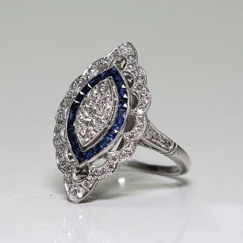 Vista 2 de Anillo de plata de ley 925 brillante con diamantes de zafiro, corte lágrima, circonita cúbica, anillos de compromiso de eternidad, anillo de boda