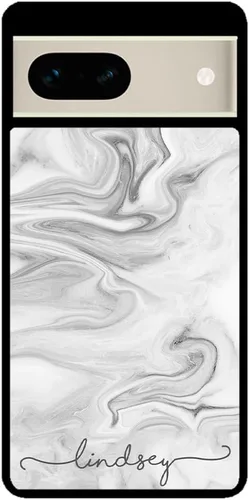 Vista 2 de Funda de goma negra personalizada con texto de mármol blanco y negro compatible con Google Pixel 10, 10 Pro, 10 Pro XL, 9a, 9 Pro, Pixel 9, Pixel 9