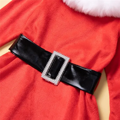 Vista 4 de Traje de fiesta de Navidad para bebés y niñas conjunto de 2 unidades sin espalda línea A vestido de niña