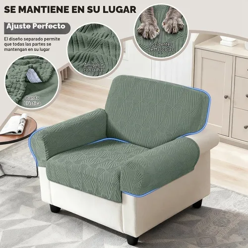 Vista 4 de VANSOFY Fundas de cojín para sofá seccional, Fundas de cojín de sofá de jacquard elásticas, Fundas protectoras lavables para muebles de sofá