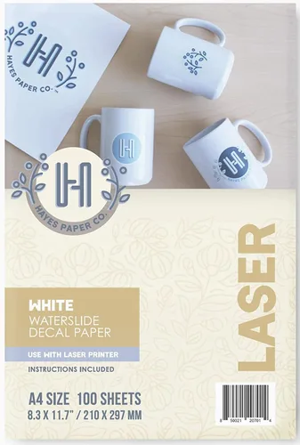 Vista 7 de Hayes Paper Co. Waterslide - Papel adhesivo transparente con láser (A3, 20 hojas)