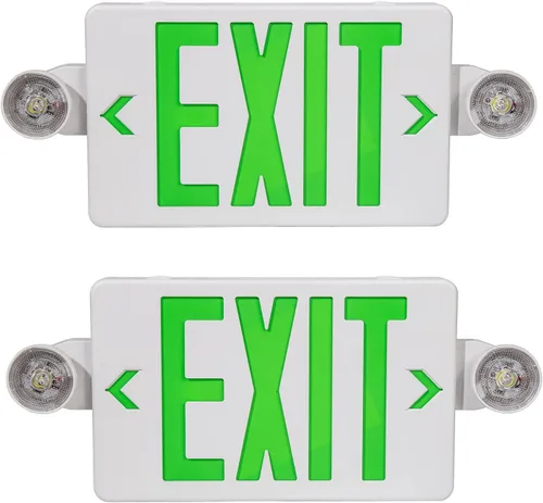 Vista 11 de CM MZY - Señal de salida LED verde con luces de emergencia, carcasa negra Negro Verde