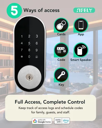 Vista 9 de Cerradura de puerta inteligente WiFi integrada con teclado, entrada sin llave, control de aplicación, bloqueo automático, más de 150 códigos, ideal