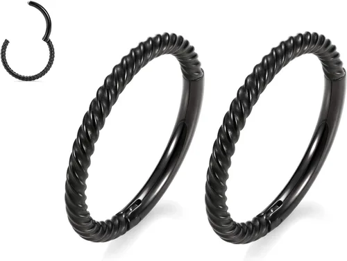 Vista 7 de GAGABODY 2 piercings para la nariz, calibre 20G, 18G, 16G, 14G, 12G, 10G, 8G, acero quirúrgico, tabique, cartílago, hélice, trago, concha, daith