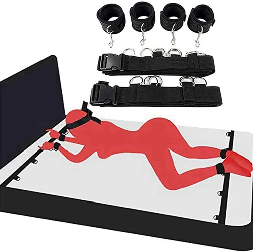 Vista 8 de Kit sexual para parejas debajo de la cama King, correas sexis ajustables y sujetadores de amarre para adultos, parejas, tobillos y muñecas