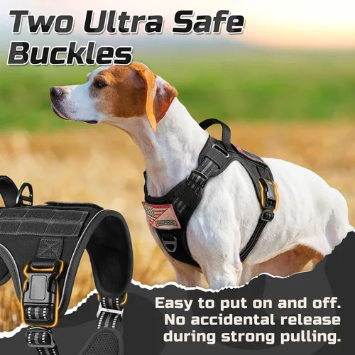 Vista 4 de rabbitgoo Arnés táctico para perros pequeños, chaleco de servicio militar sin tirones con asa y Molle, de fácil control para entrenar y caminar