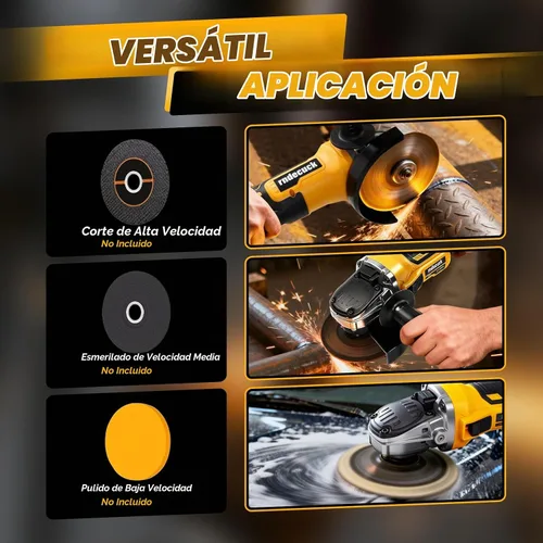 Vista 5 de Amoladora angular sin escobillas compatible con batería Dewalt de 20 V Max (sin batería), velocidad variable, amoladoras eléctricas inalámbricas
