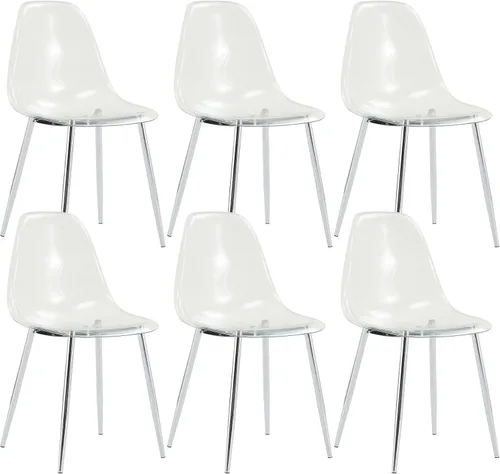 Vista 21 de Baysitone Juego de 4 sillas de comedor transparentes, sillas modernas de cocina con asiento transparente, sillas laterales de acento acrílico