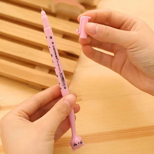 Vista 7 de Kawai - Bolígrafos de gel para gatos, a la moda, lindos y coloridos, divertidos, tinta de gel, bolígrafos de punta redonda para gatos coreanos