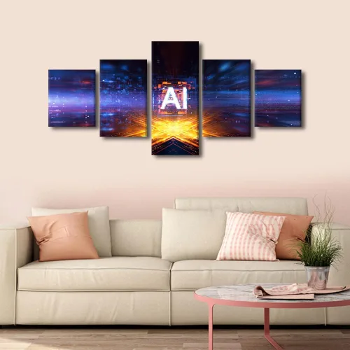 Vista 3 de TUMOVO Arte de pared para oficina C, almacenamiento, imágenes, impresión en lienzo, placa de circuito, tecnología de decoración del hogar, arte