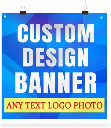 Vista 9 de Telón de fondo personalizado de la bandera, pancartas al aire libre personalizadas Letreros personalizados para fiesta de cumpleaños, negocios