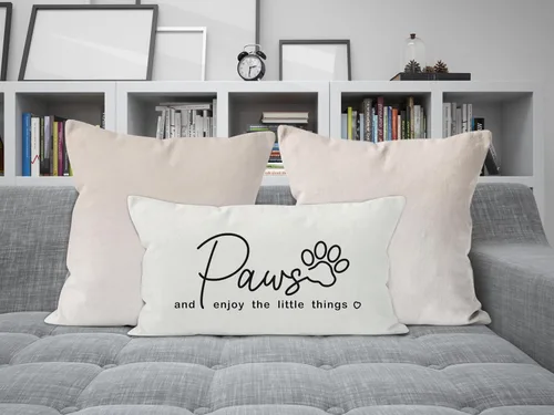 Vista 2 de Fundas de almohada decorativas para mamá de perro, 12 x 20 pulgadas, diseño de patas, cita inspiradora, perfectas para dormitorio, sofá